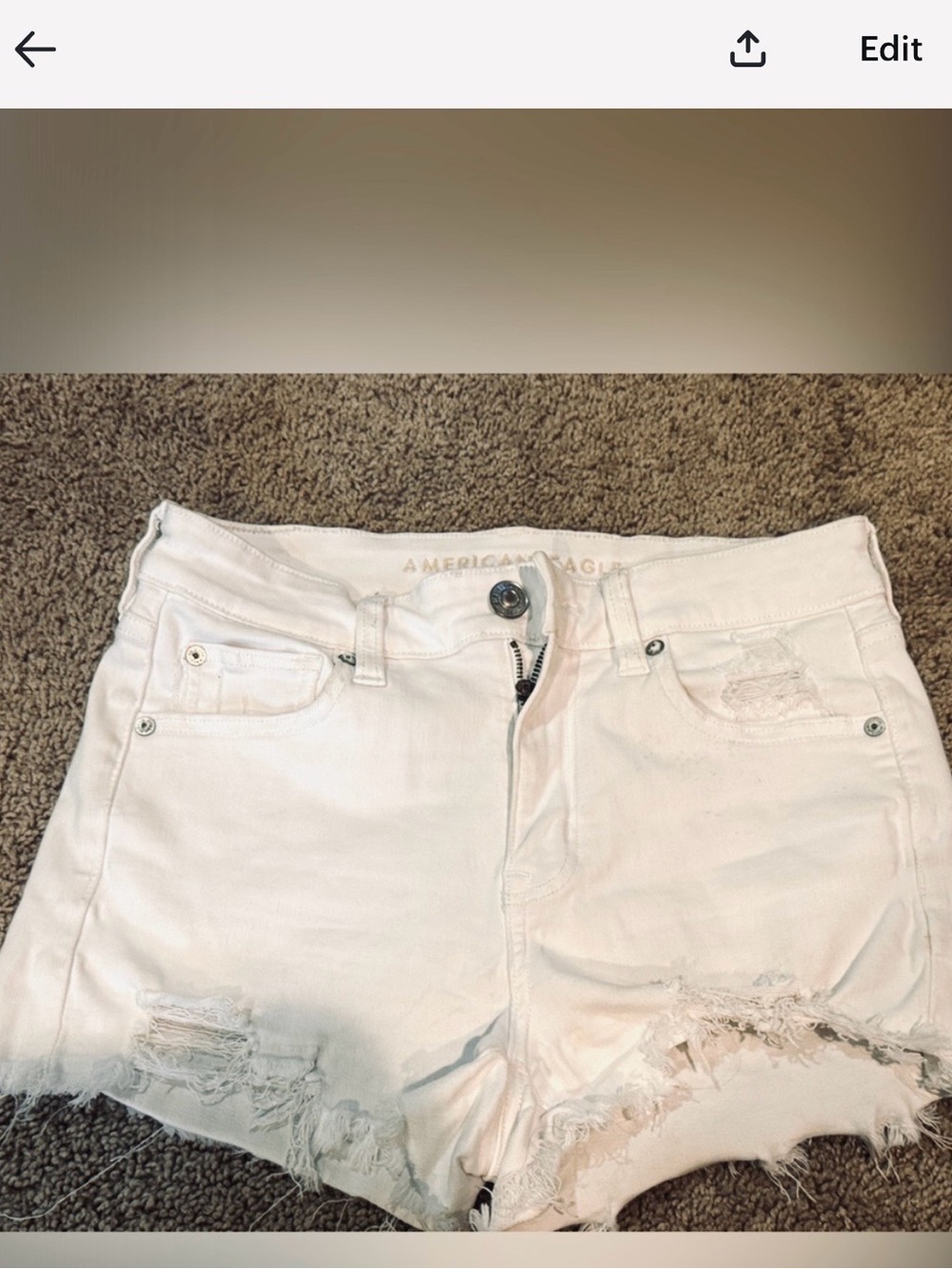 American Eagle Outfitters White Ripped Denim Cutoff Shorts